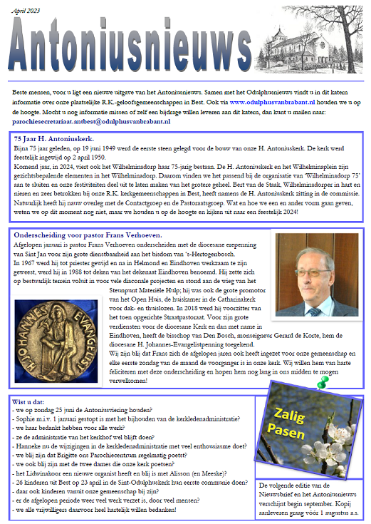 Antoniusnieuwsbrief april 2023