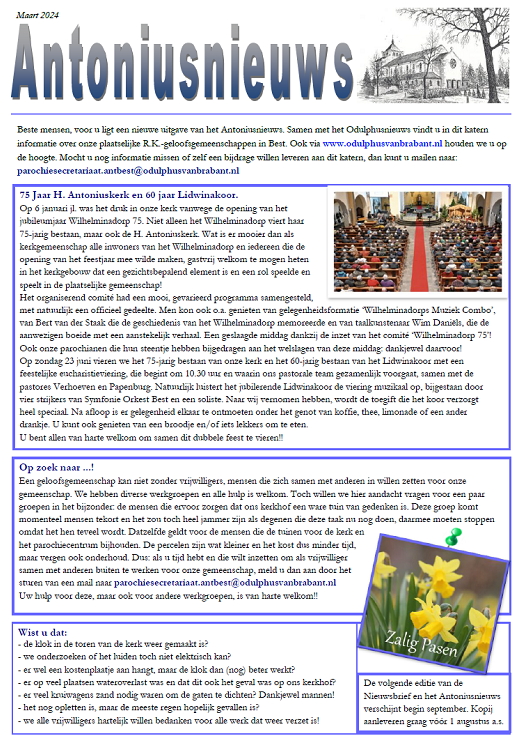 Antoniusnieuwsbrief maart 2024